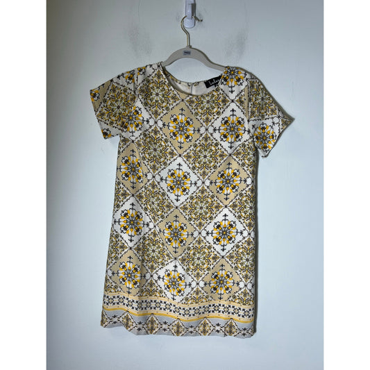 Lulu's Yellow Print Short Sleeve Knee Lenth Dress Sz xs