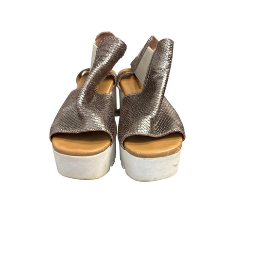 Piampiani Vera Pelle Metallic Snake Skin Sandals Sz 38 (7.5)