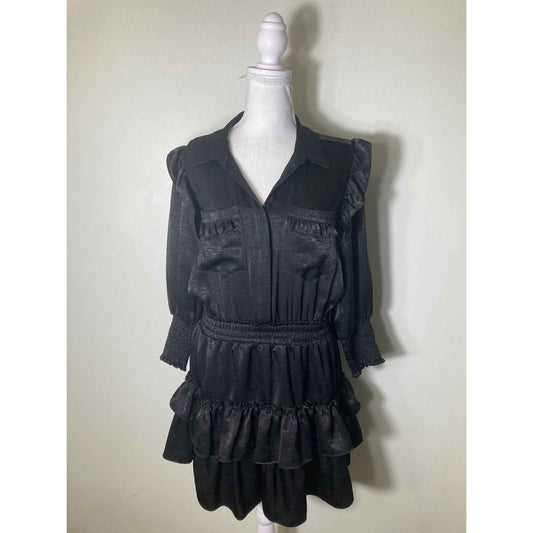 MISA Los Angeles Black Long Sleeve Mini Dress Sz M