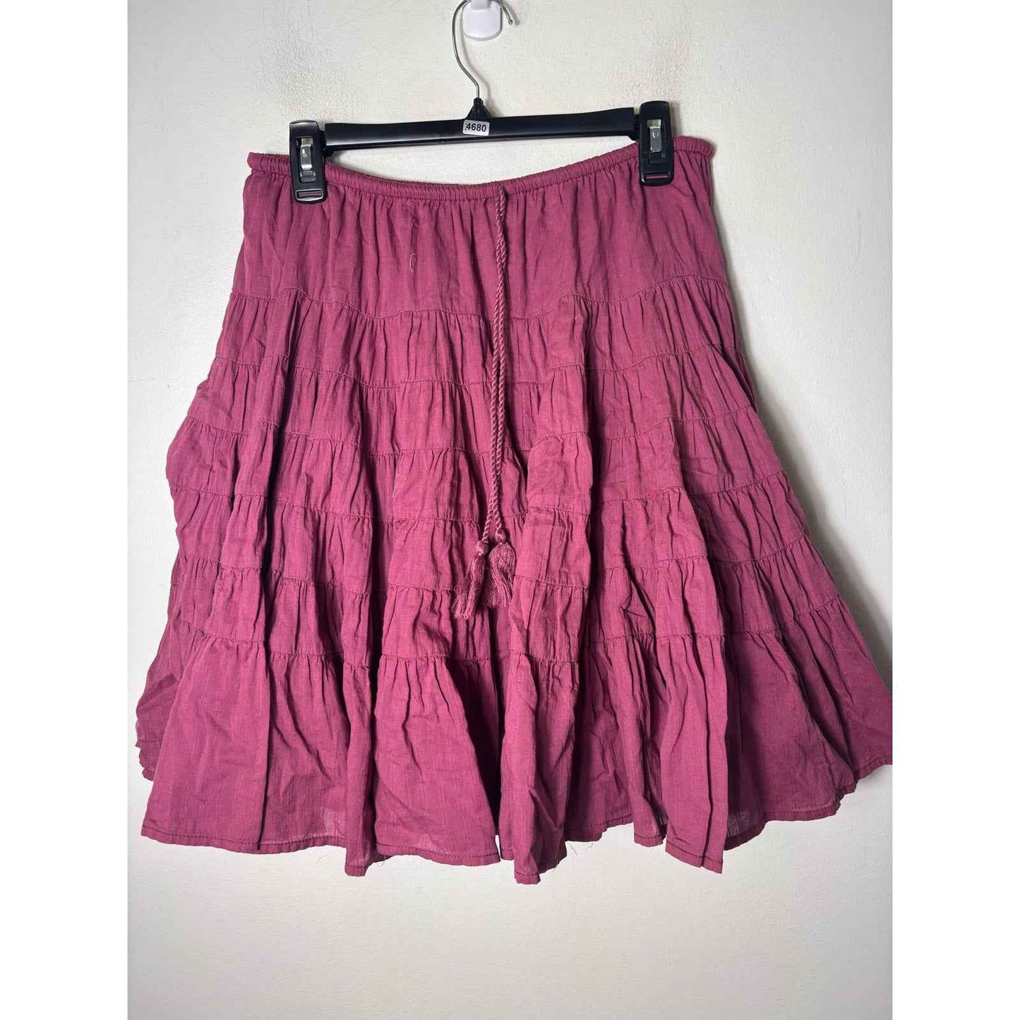 Free People Mauve Drawstring Tiered Mini Skirt Sz L