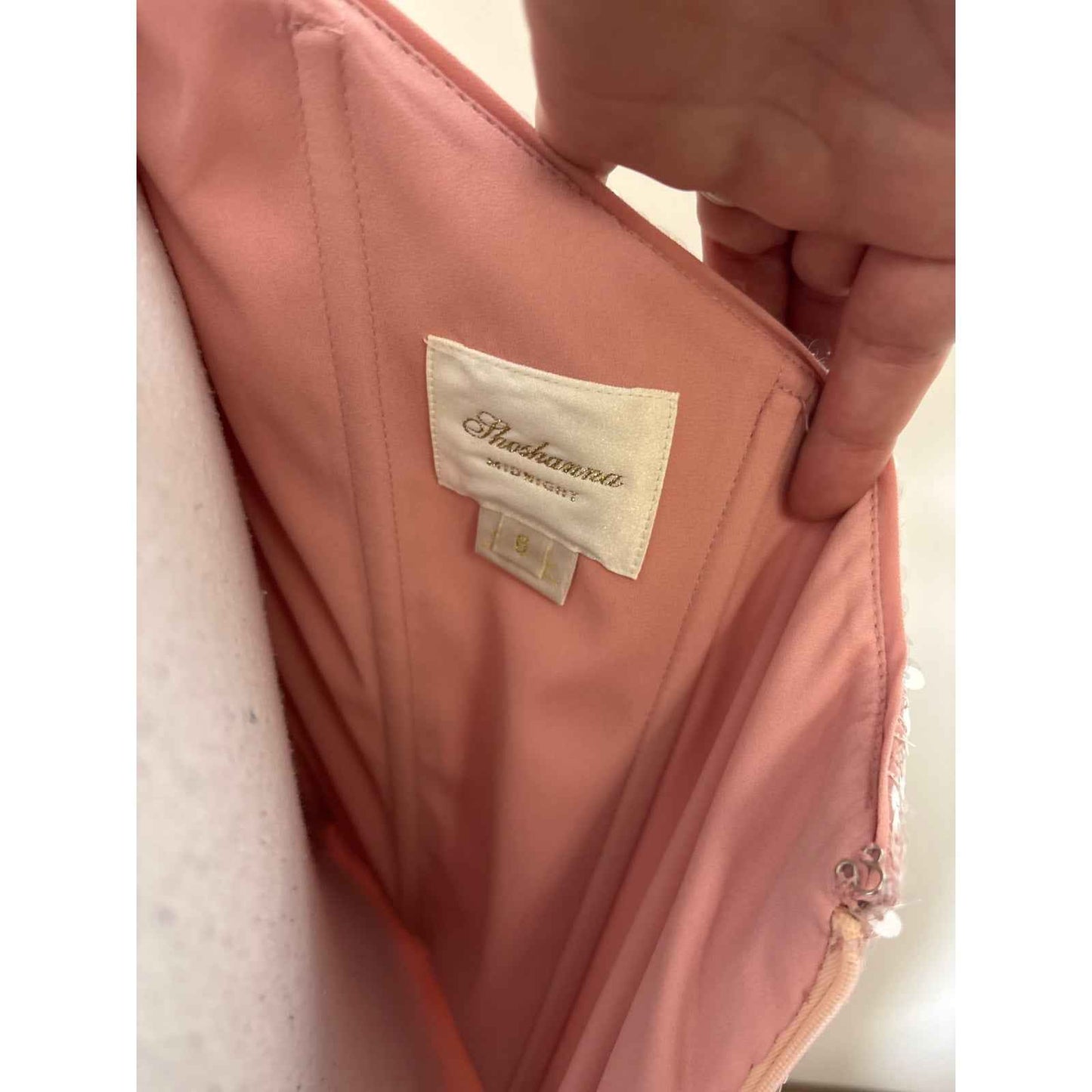 Shoshanna Midnight Blush Pink One Shoulder Sequin Cocktail Dress sz S