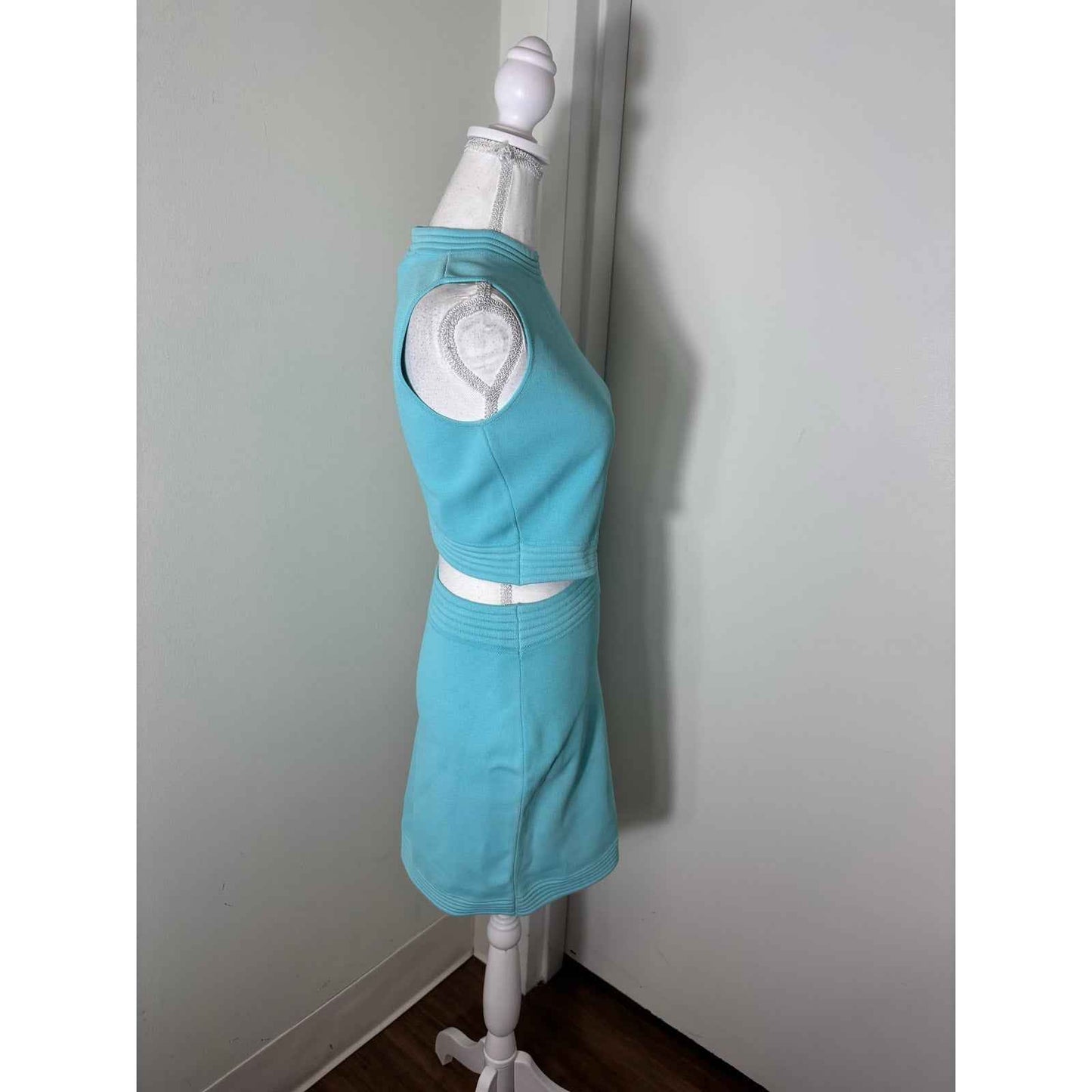 Mugler Teal Miami Cut Out Dress Sz M