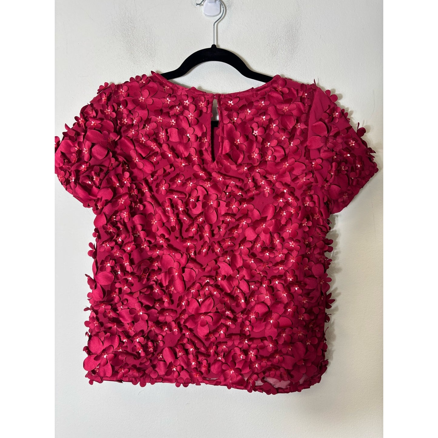 Anthropologie Varun Banl 6 Rosemarie Cranberry Beaded Floral Top Sz 4