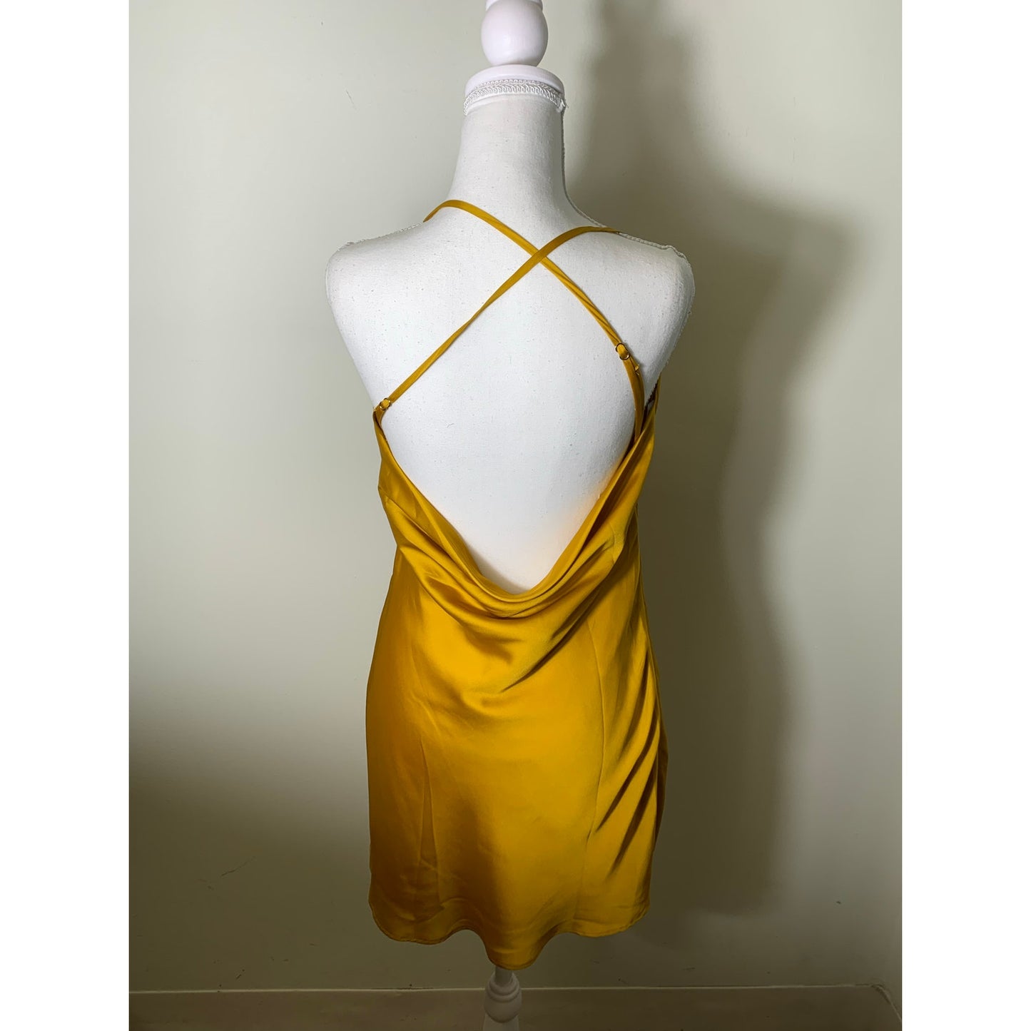 NWT Lovers + Friends Mustard Spaghetti Strap Cocktail Dress S