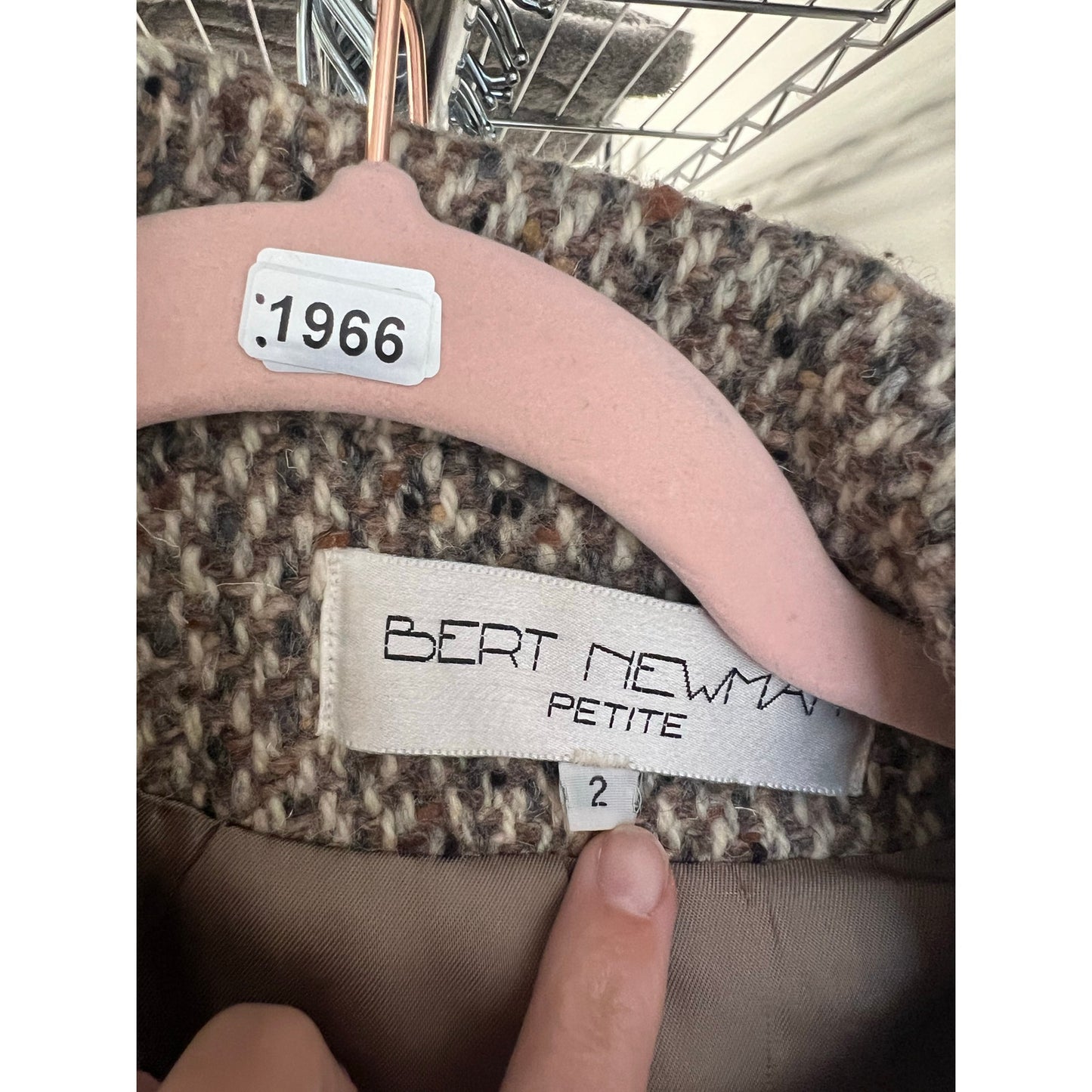 Bert Newman Brown Tweed Wool Coat Size 2 (fits like a large)
