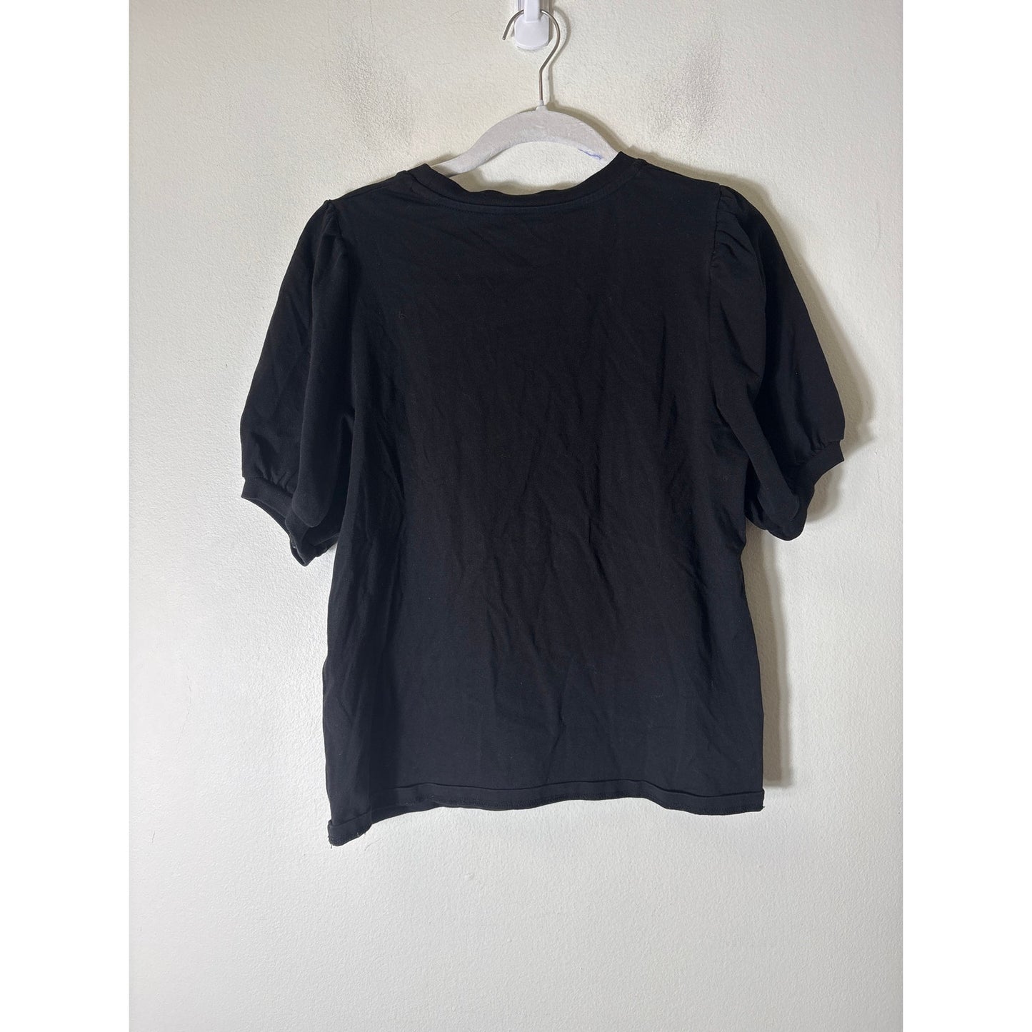 French Connection Black Puff Sleeve Tee Sz M