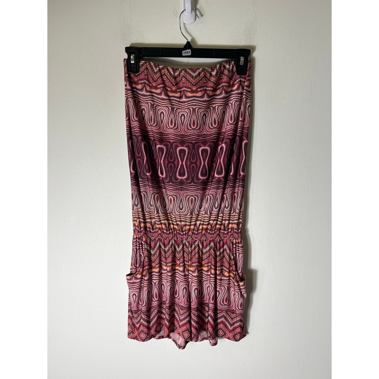 Alexie Red Graphic Design Strapless Romper Sz S