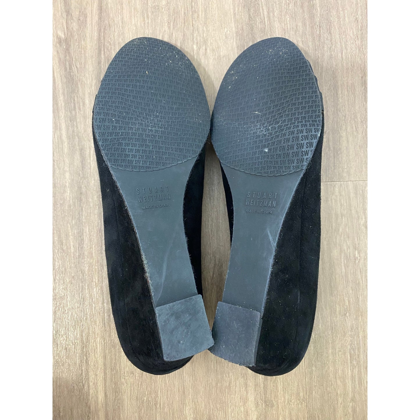Stuart Weitzman Black Low Wedge Slip On with Rounded Toe Sz 9