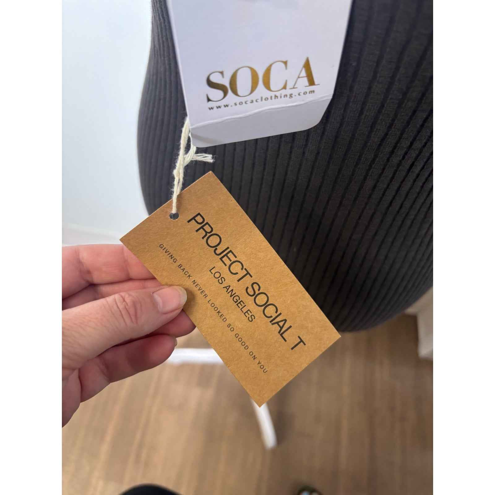 NWT Project Social Black Ribbed Criss Cross Mini Dress Sz XS