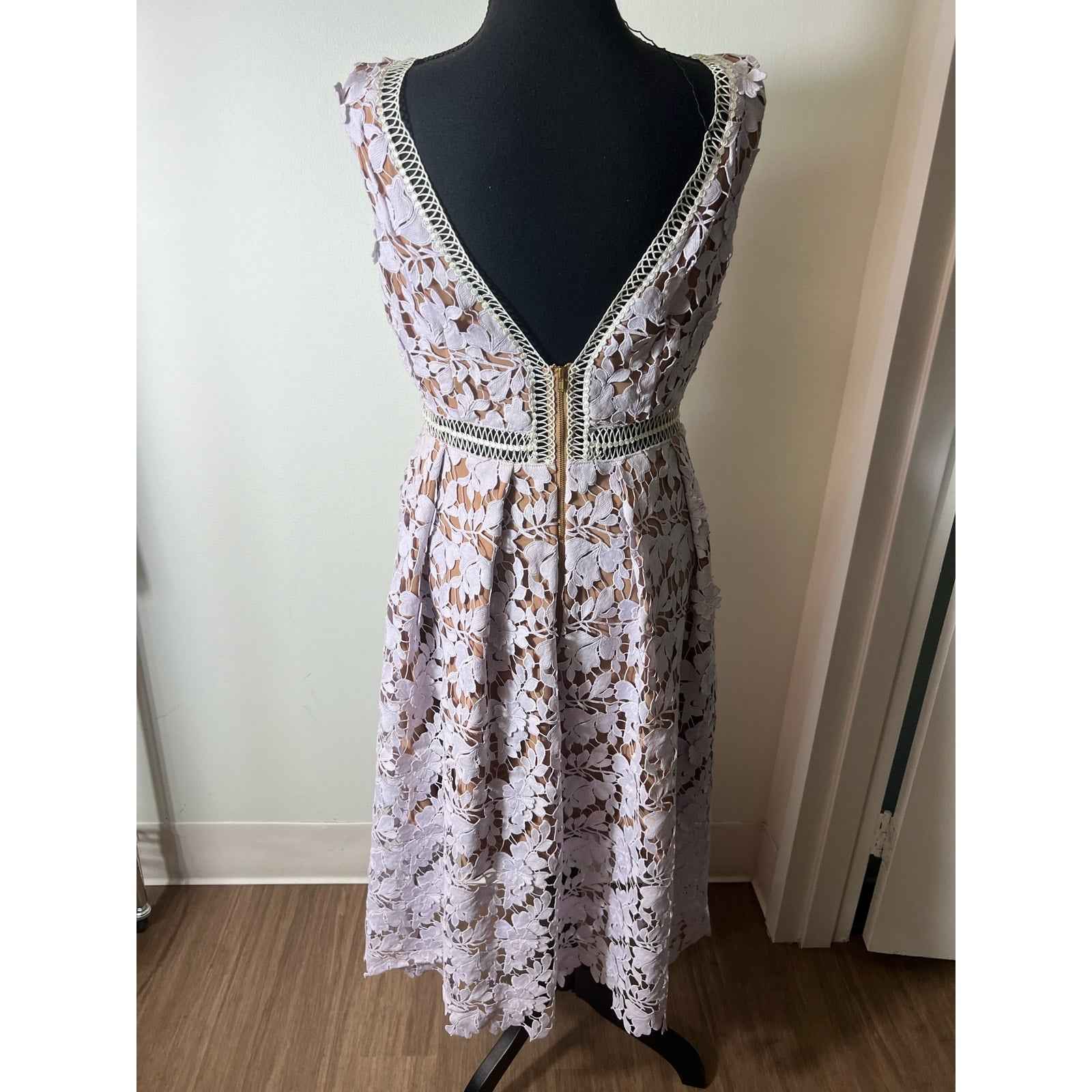 Self-Portrait Purple Lace Midi Dress Sz 10