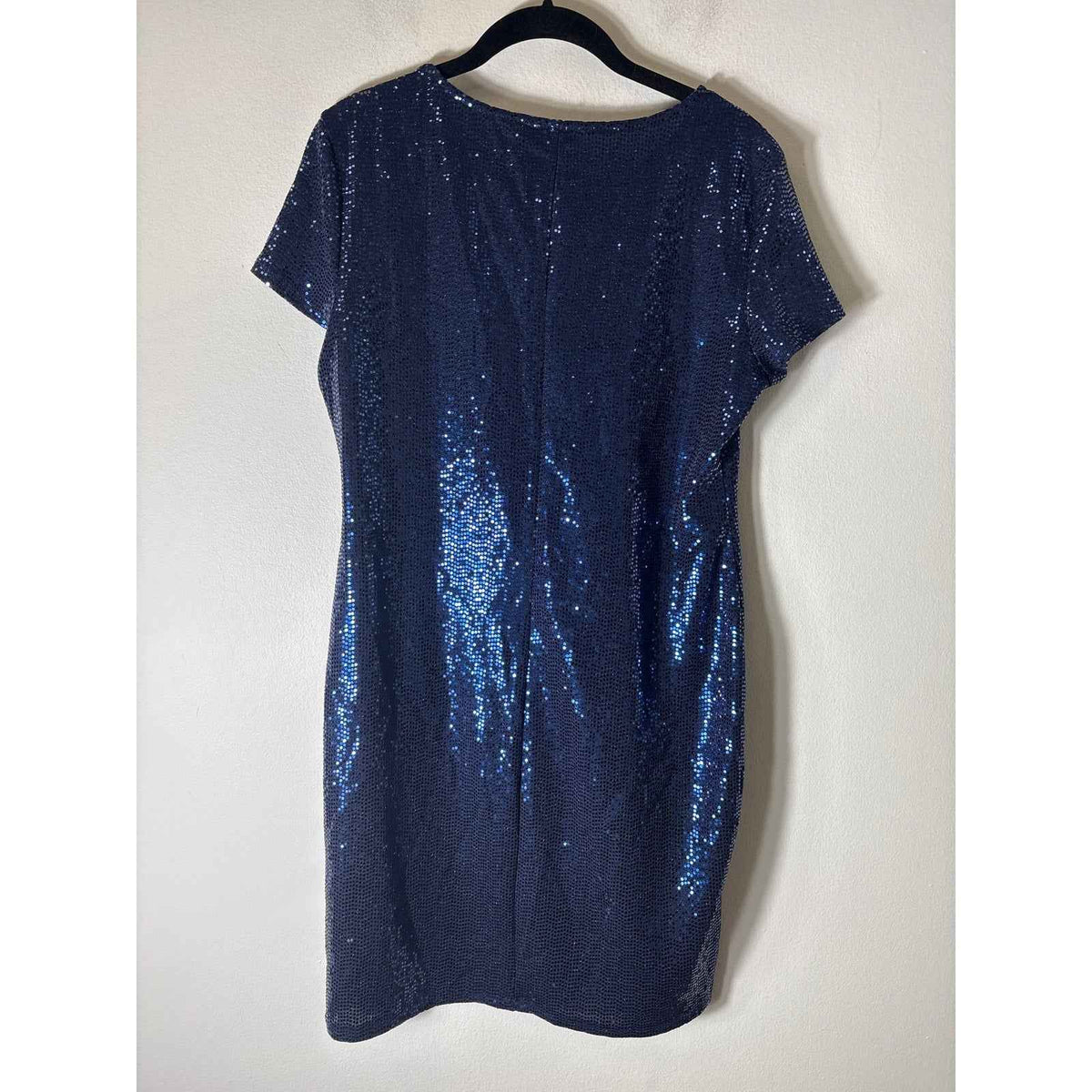 Bebe Navy Blue Cap Sleeve Sequin Knee Length Dress Sz L