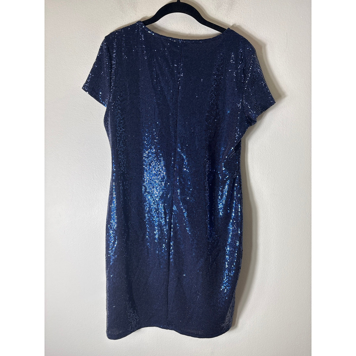 Bebe Navy Blue Cap Sleeve Sequin Knee Length Dress Sz L