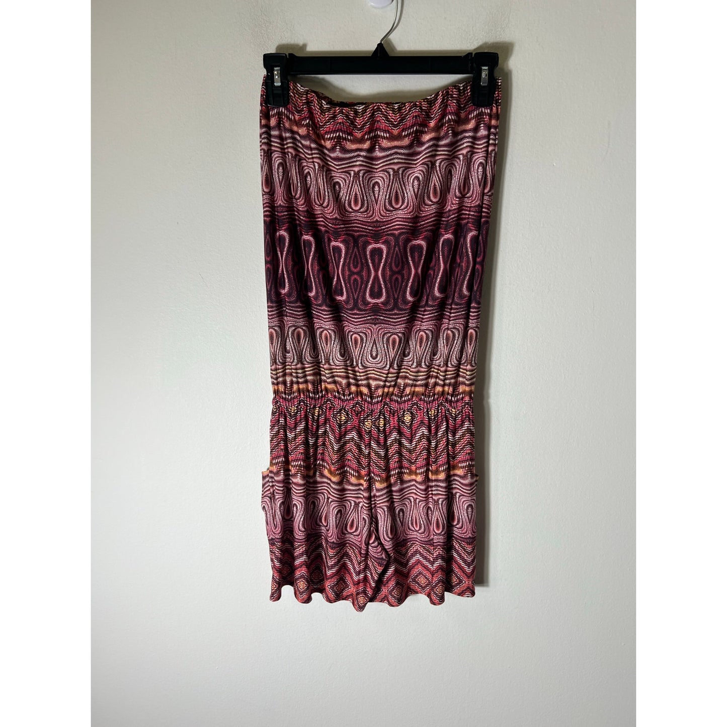 Alexie Red Graphic Design Strapless Romper Sz S