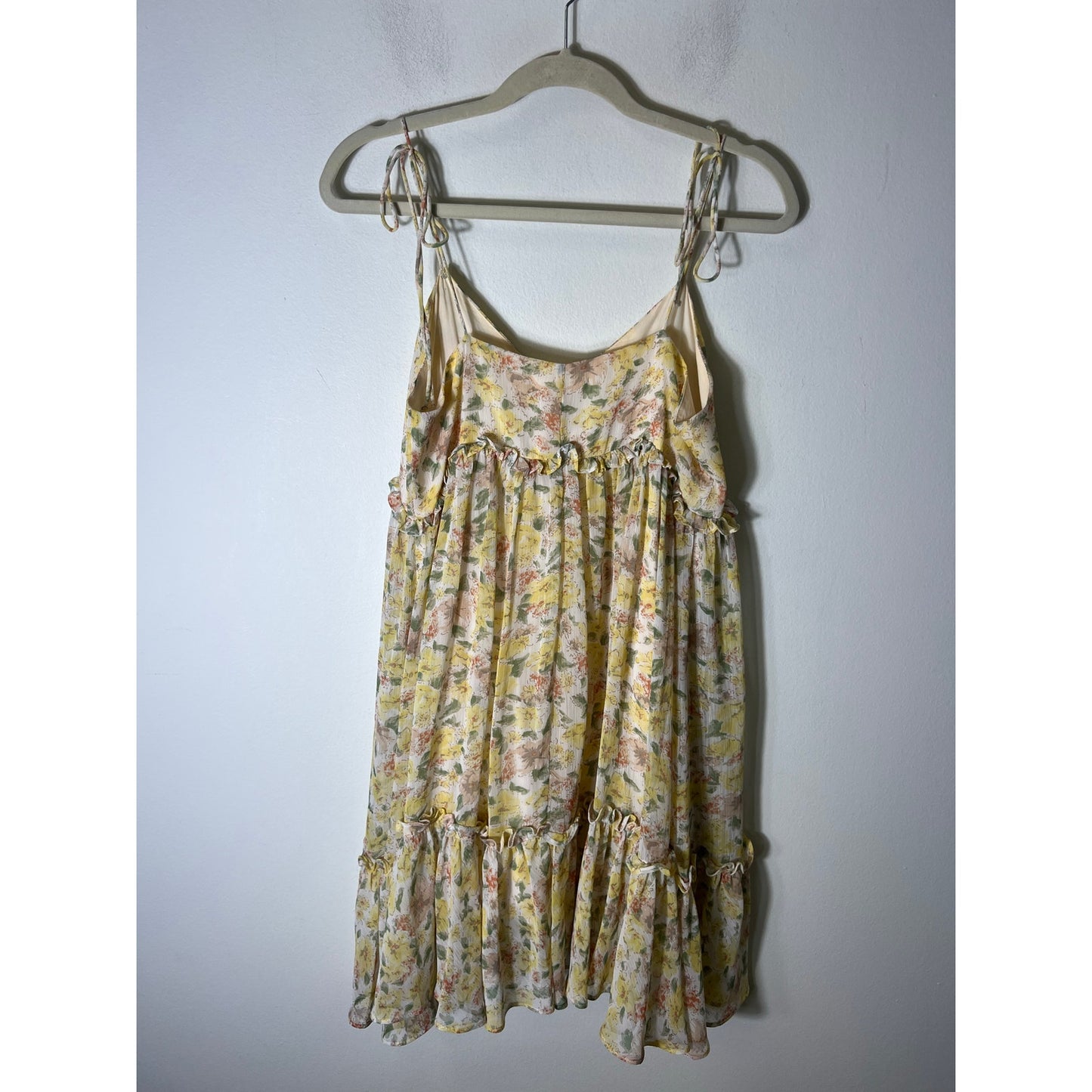 LABIZ Los Angeles Yellow Floral Spaghetti Strap Mini Dress Sz M
