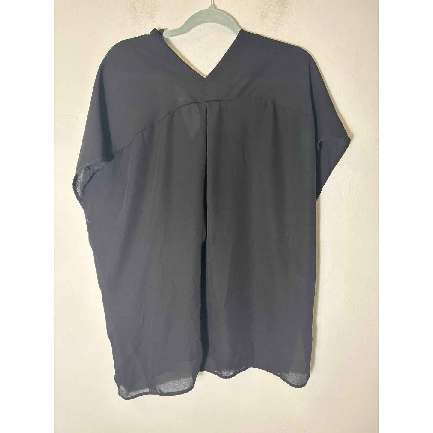 Adreienne Black Short Sleeve Semi Sheer Tunic Sz S