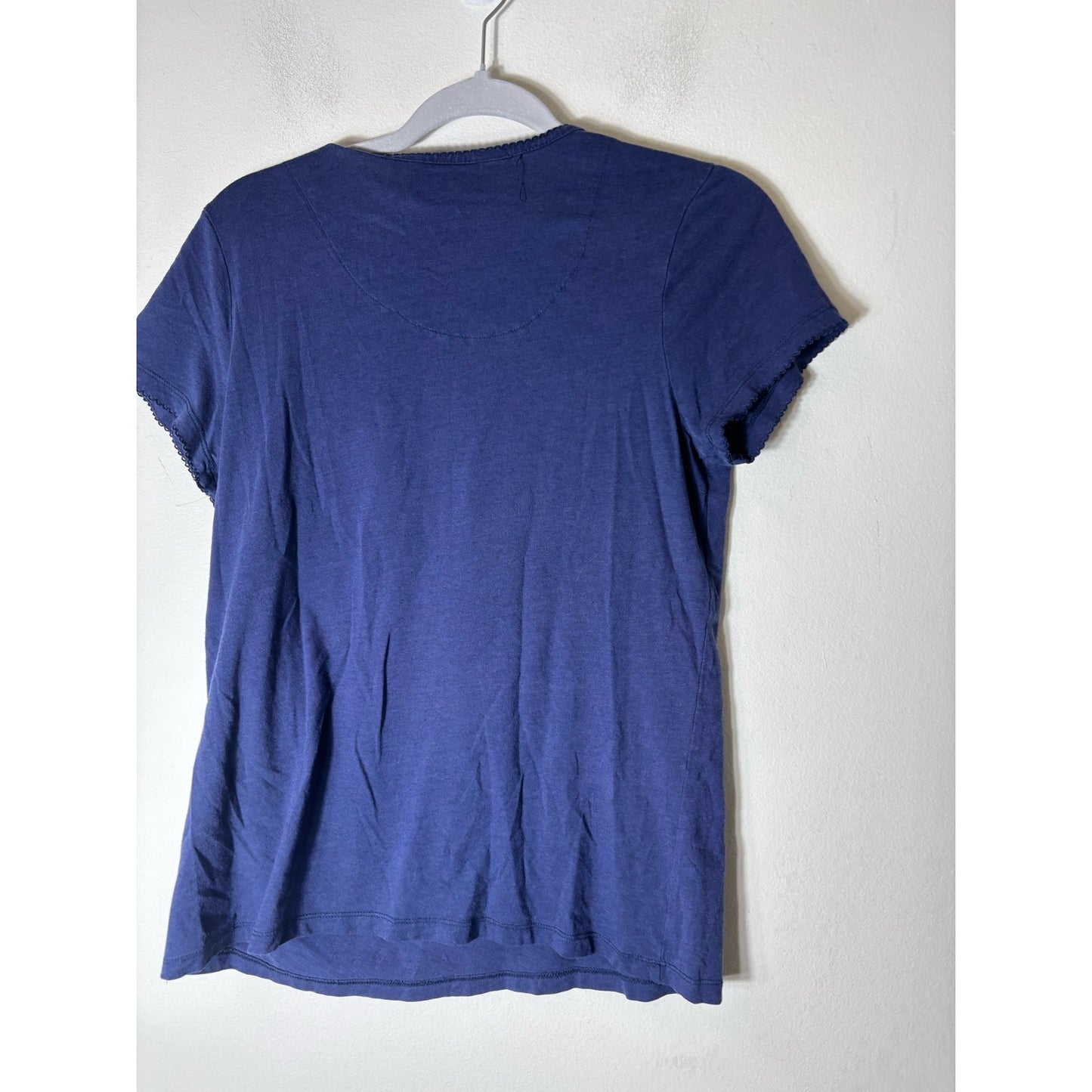 Oscar de la Renta Navy Blue Short Sleeve Cotton T-Shirt Sz S