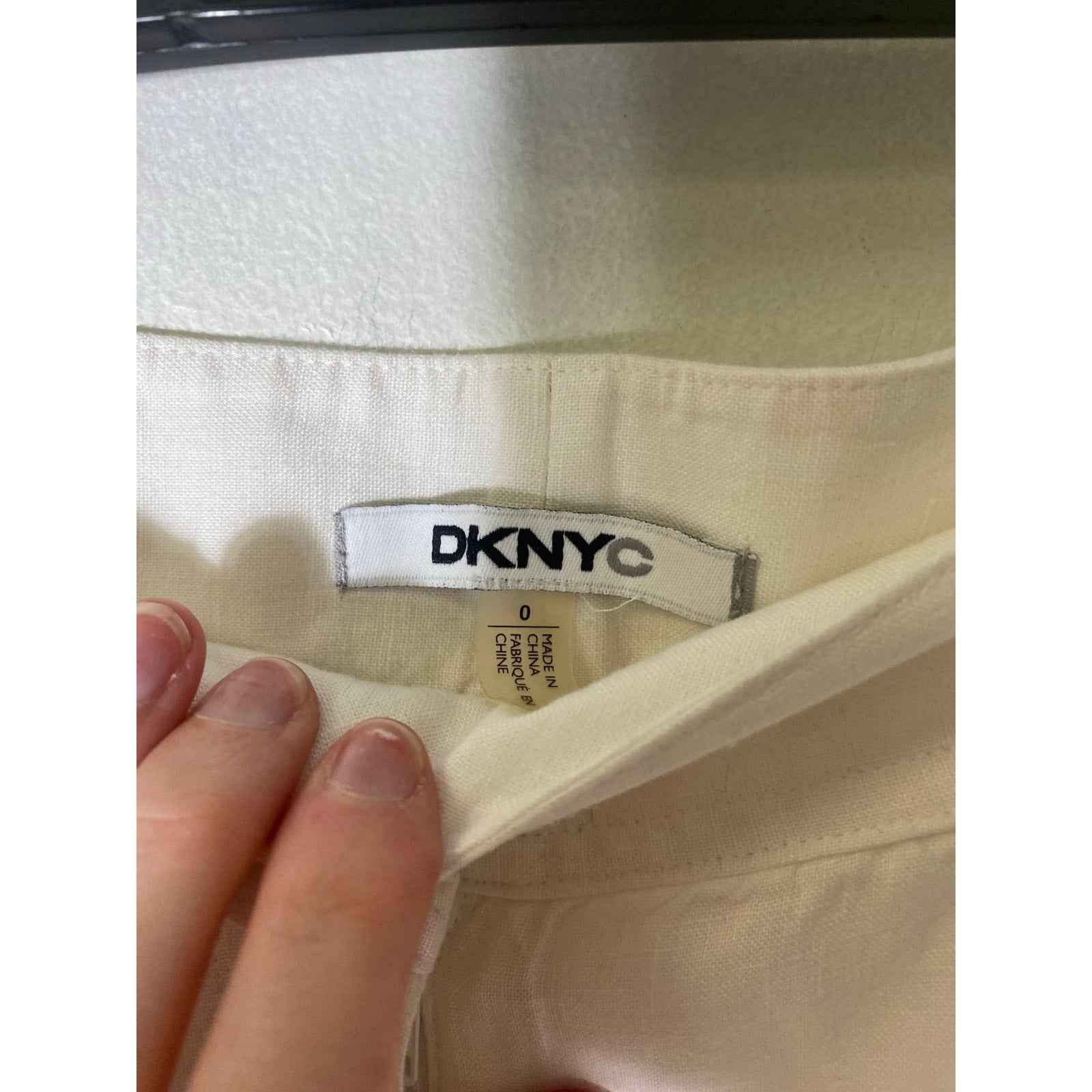 DKNYC Off White Linen Straight Leg Ankle Pants Sz 0