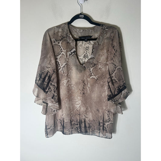 Atina Cristina Grey Black Snakeprint Long Sleeve Top Sz S
