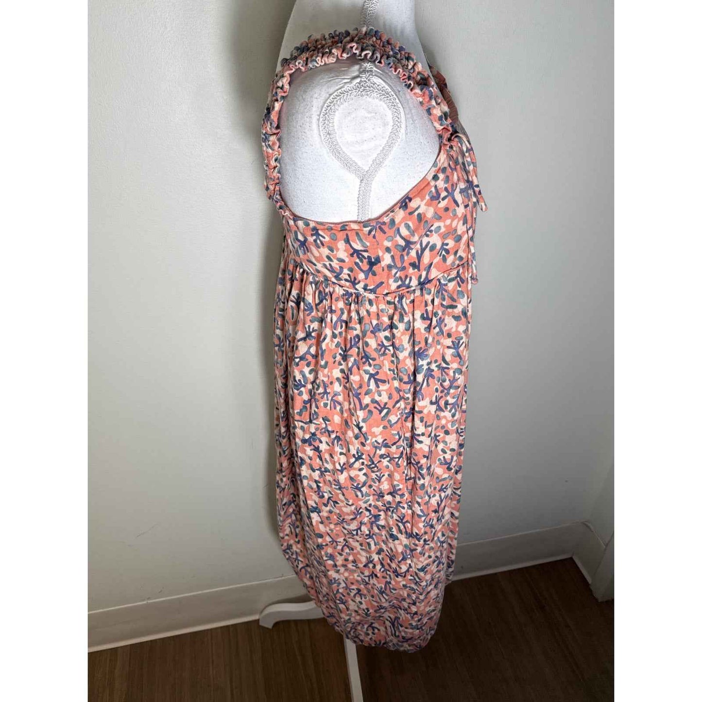 Mirth Pink Blue Cotton Sleeveless Fully Lined Midi Dress Sz S