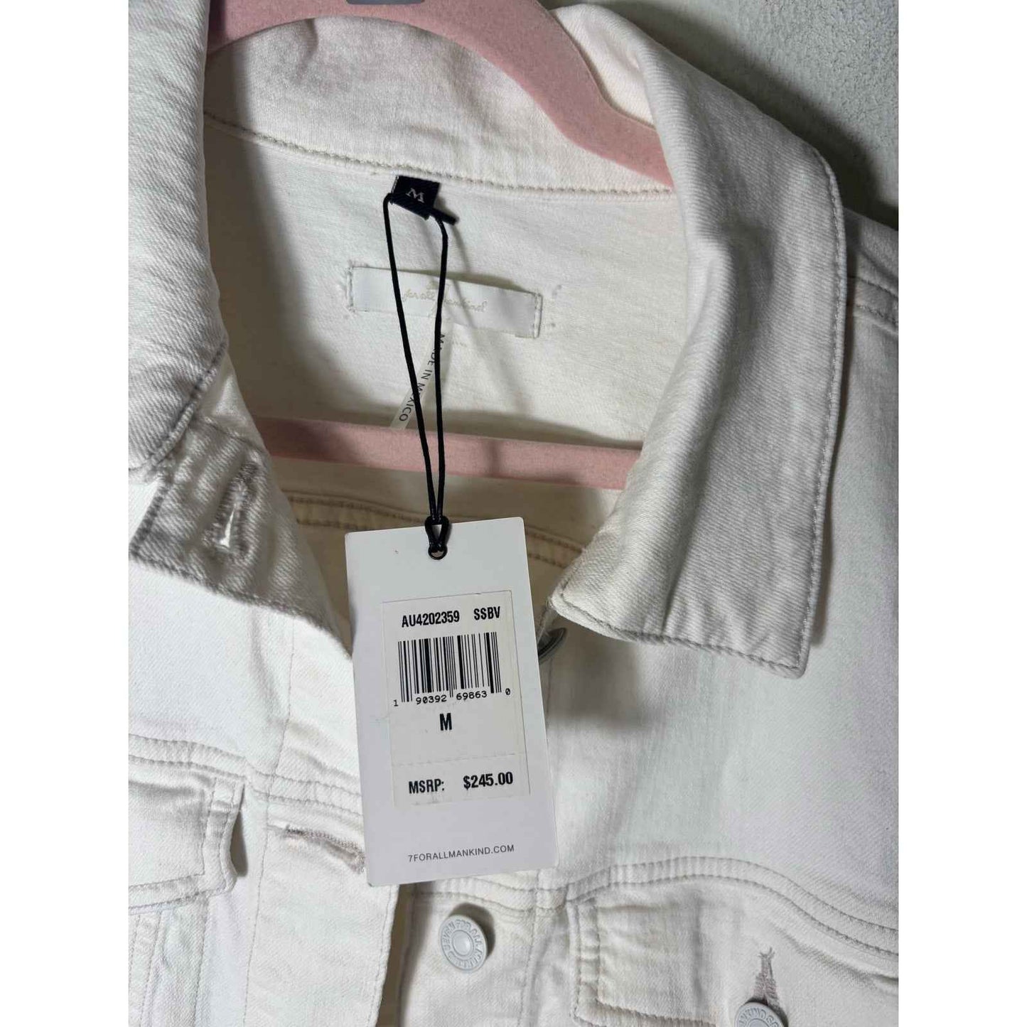 NWT 7 for all Mankind Off White Denim Jacket Sz M