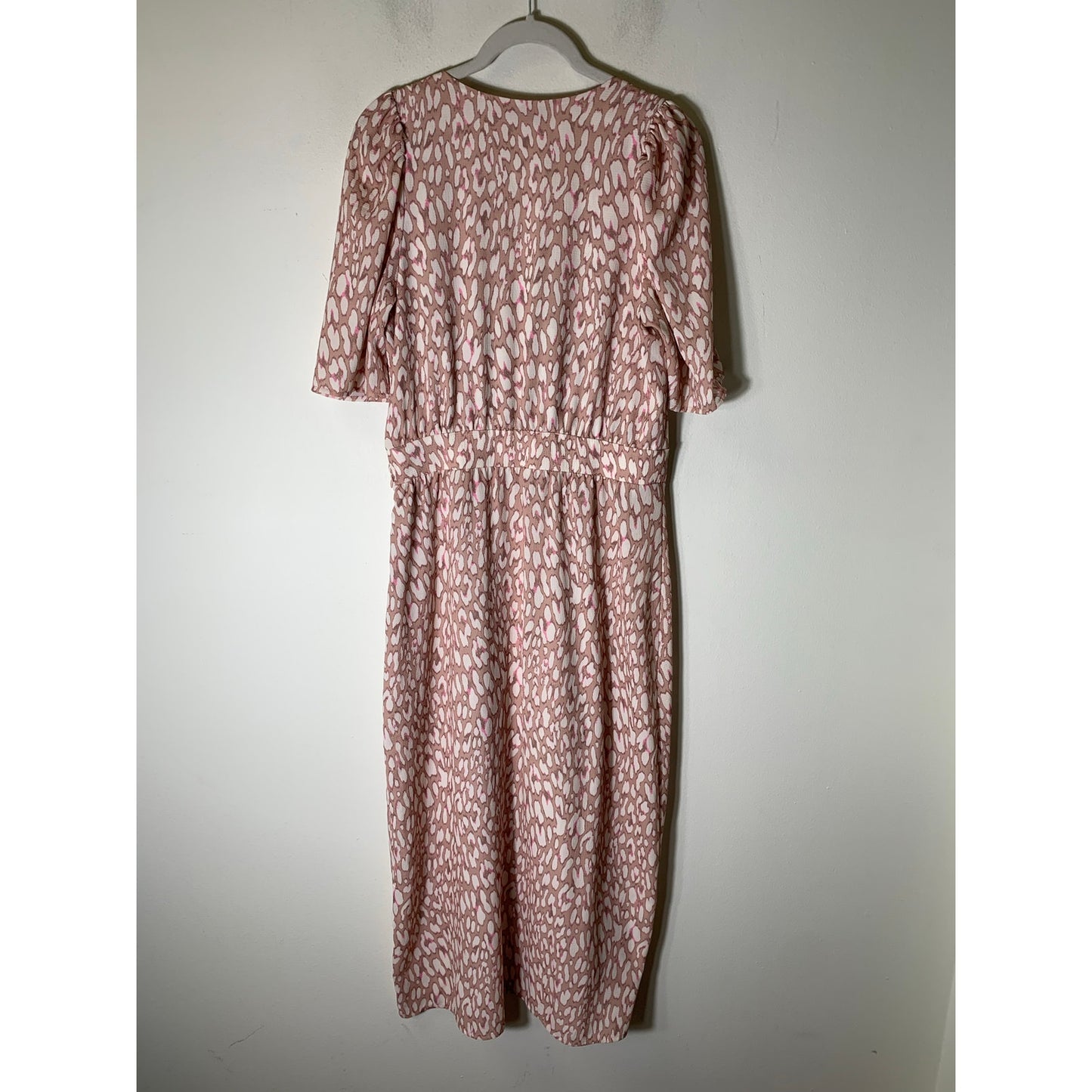 Fourteenth Place Tan Pink Half Sleeve V-Neck Maxi Dress Sz M