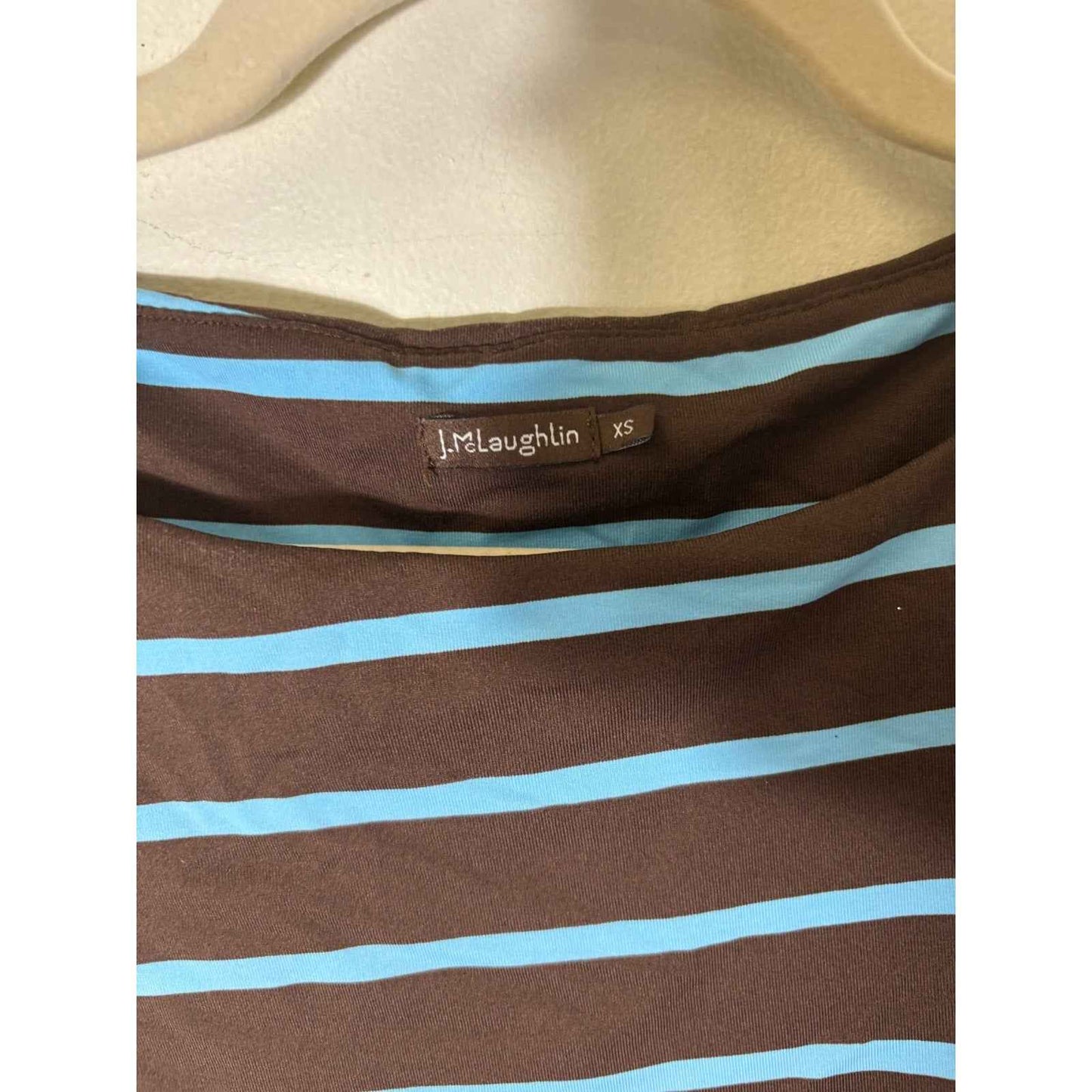 J. McLaughlin Brown with Blue Stripe Layered Dress Sz XS