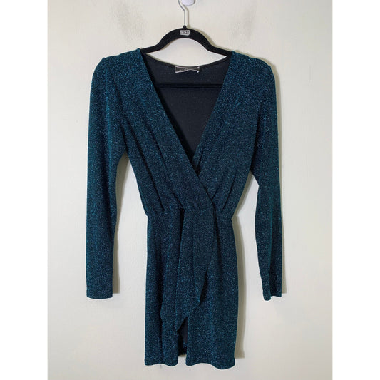 Blue Blush Blue Black Long Sleeve Fitted Mini Dress Fits like Small