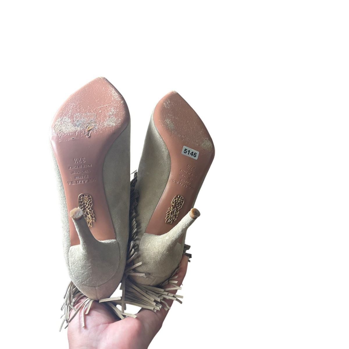 Aquazzura Tan Suede Stiletto Ankle Booty Sz 37.5