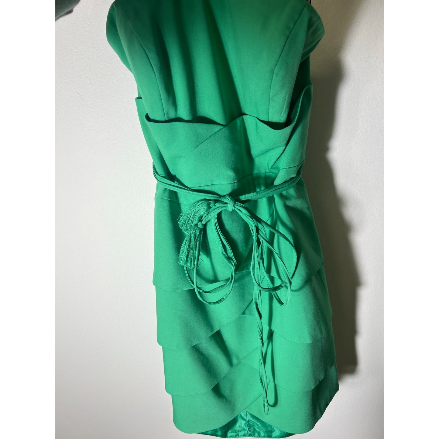 Ark & Co Kelly Green Strapless Layered Bodycon Mini Dress Sz S