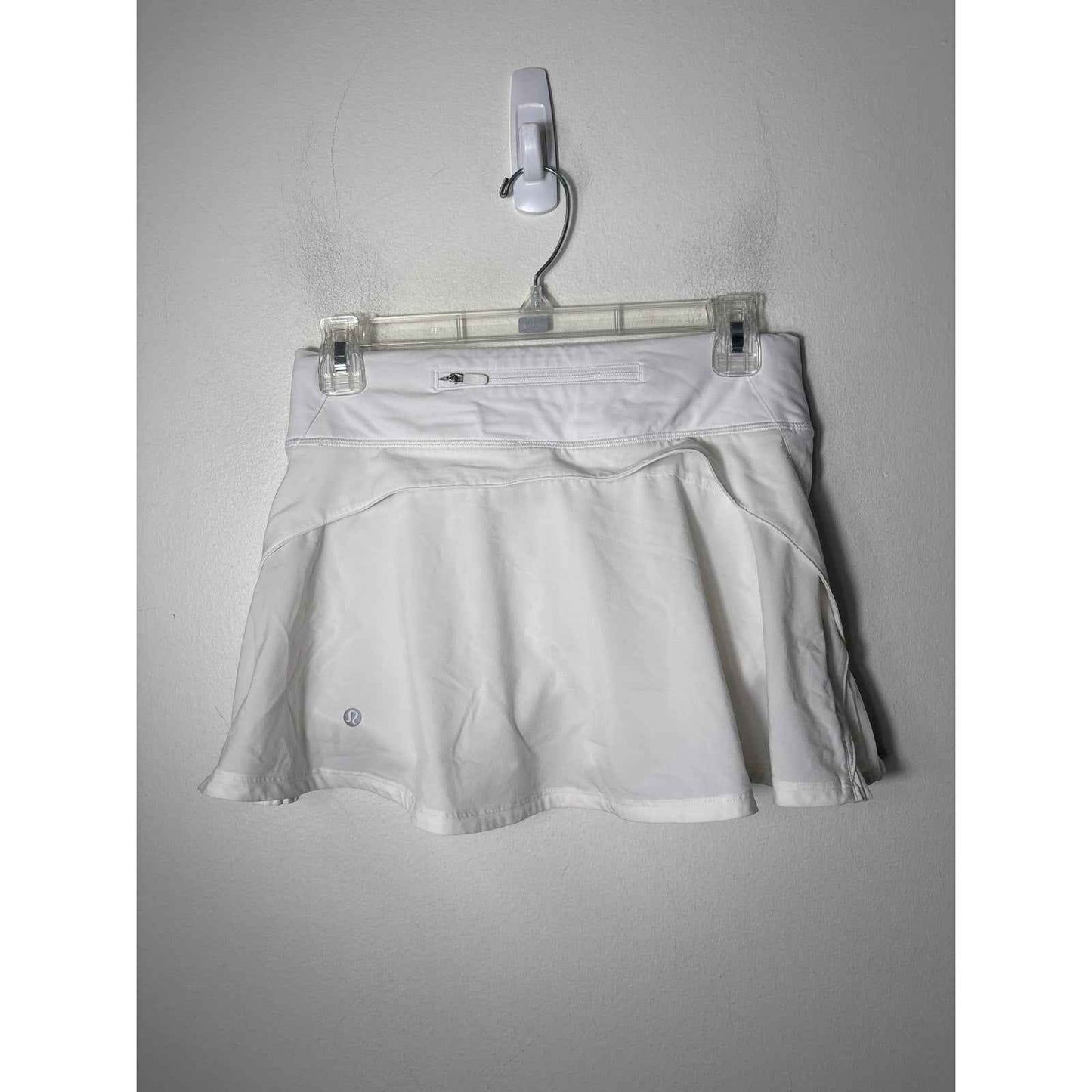 Lululemon White Tennis Skirt W Side Pleated Vents Sz 4