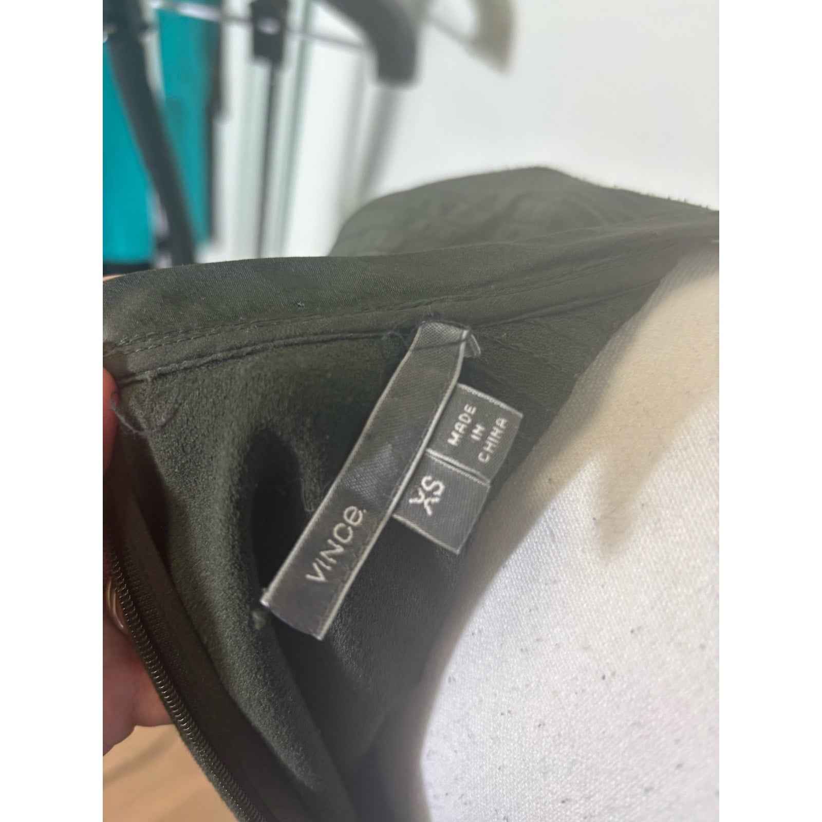 Vince Olive Green Short Sleeve Shift Mini Dress Sz XS