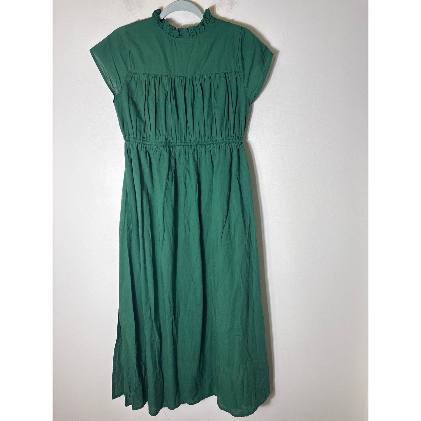 Ex Voto Darker Green Cap Sleeve Cotton Maxi Dress Sz XS