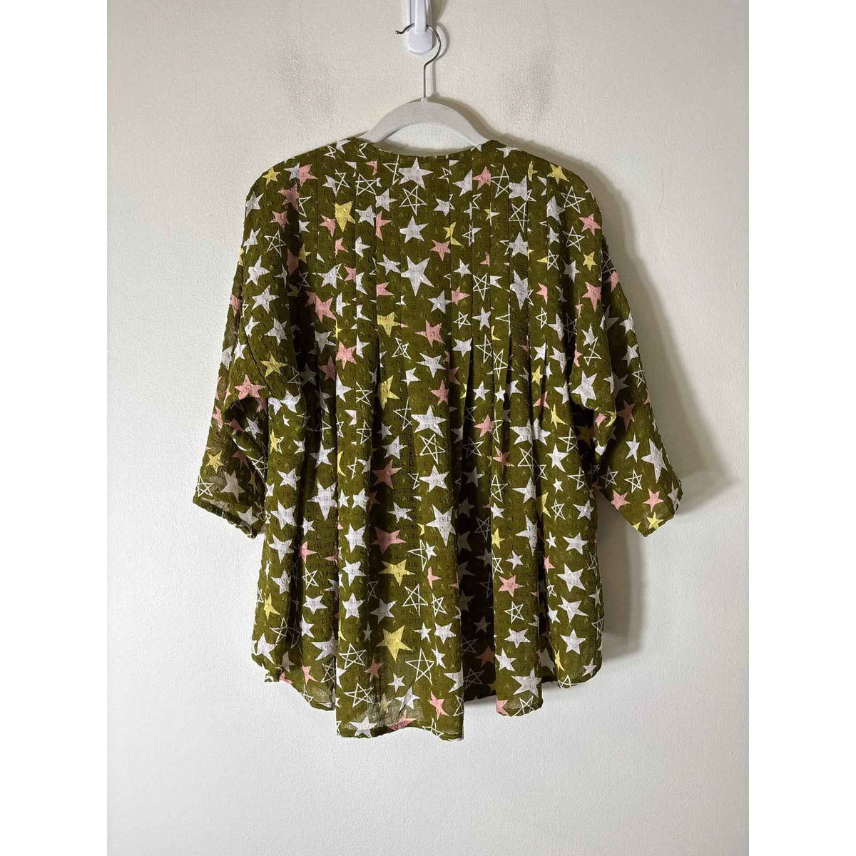 Traffic People Green Star Blouse Sz S