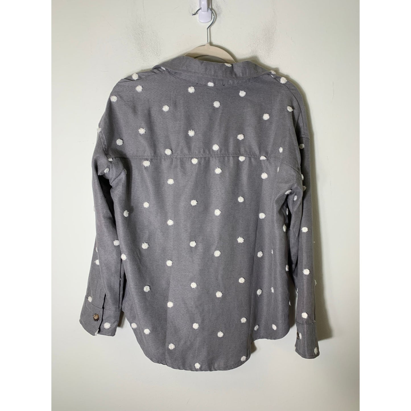 Blu Pepper Grey White Long Sleeve Button Up Shirt Sz S
