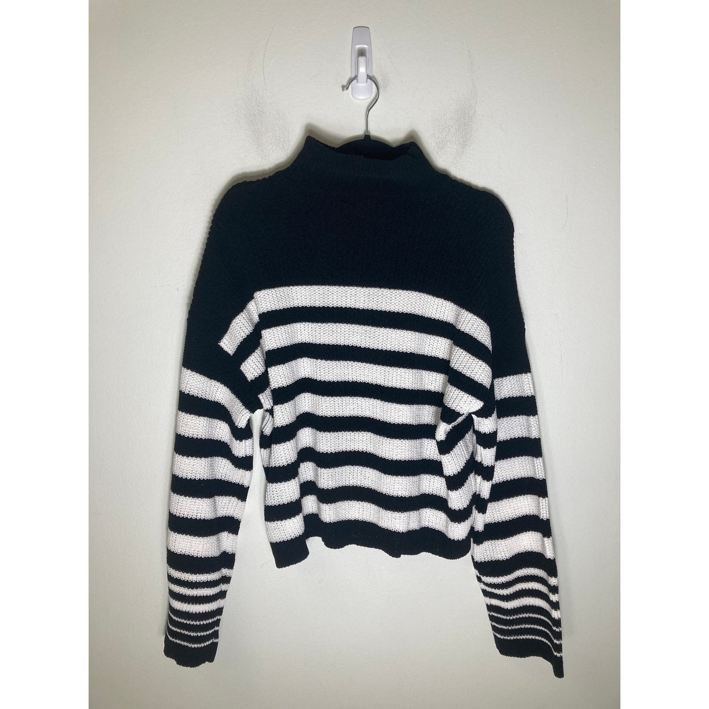 Sanctuary Black and White Stripe Knit Turtleneck Sweater Sz S