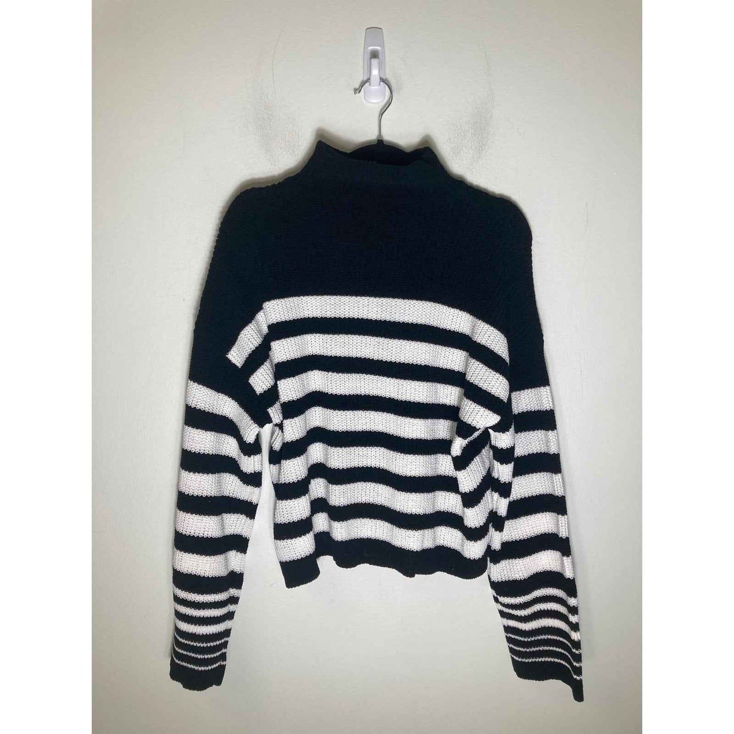 Sanctuary Black and White Stripe Knit Turtleneck Sweater Sz S