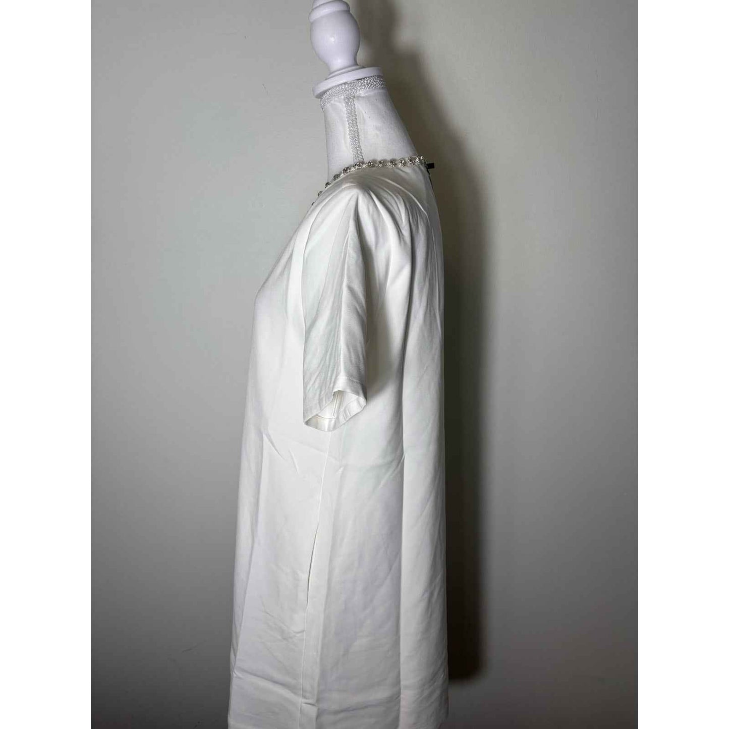 NWT Sugar Lips Off White Knee Length Short Sleeve Shift Dress Sz S