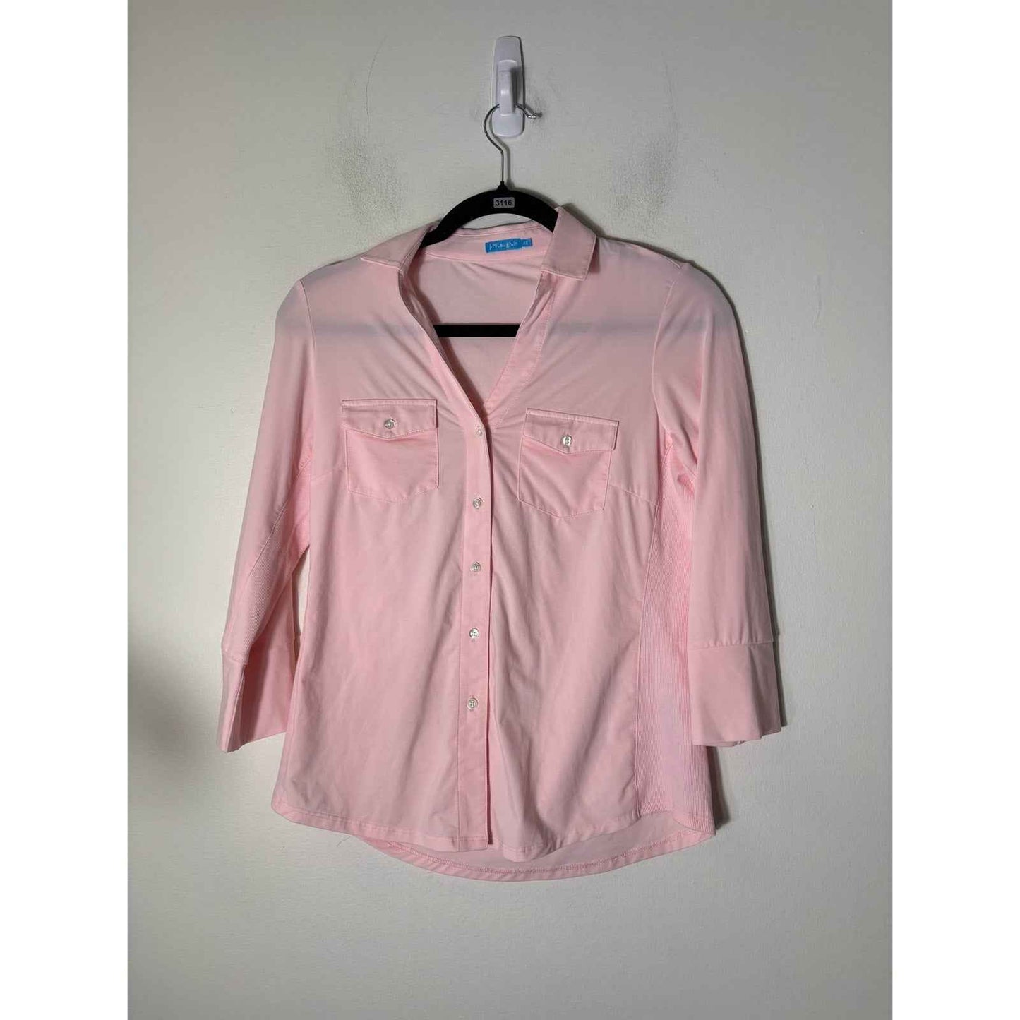 J. McLaughlin Pink Long Sleeve Fitted Button Up Shirt Sz XS