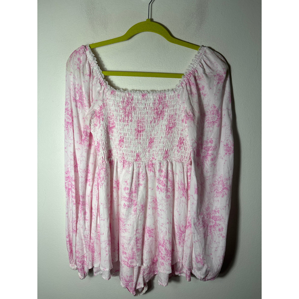 Altar'd State Pink Floral Long Sleeve Romper Sz S