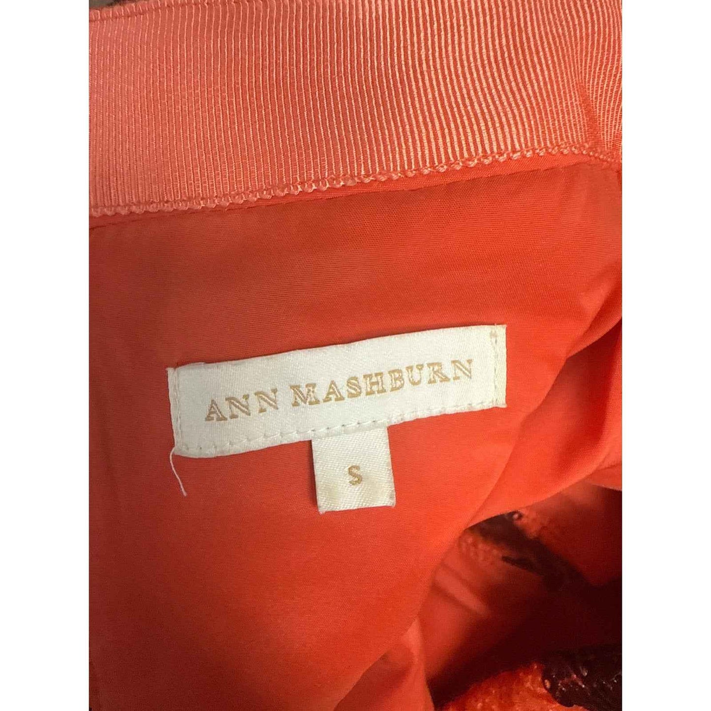 Ann Mashburn Orange W Brown Sequin Polka Dot Sweater Top Sz S