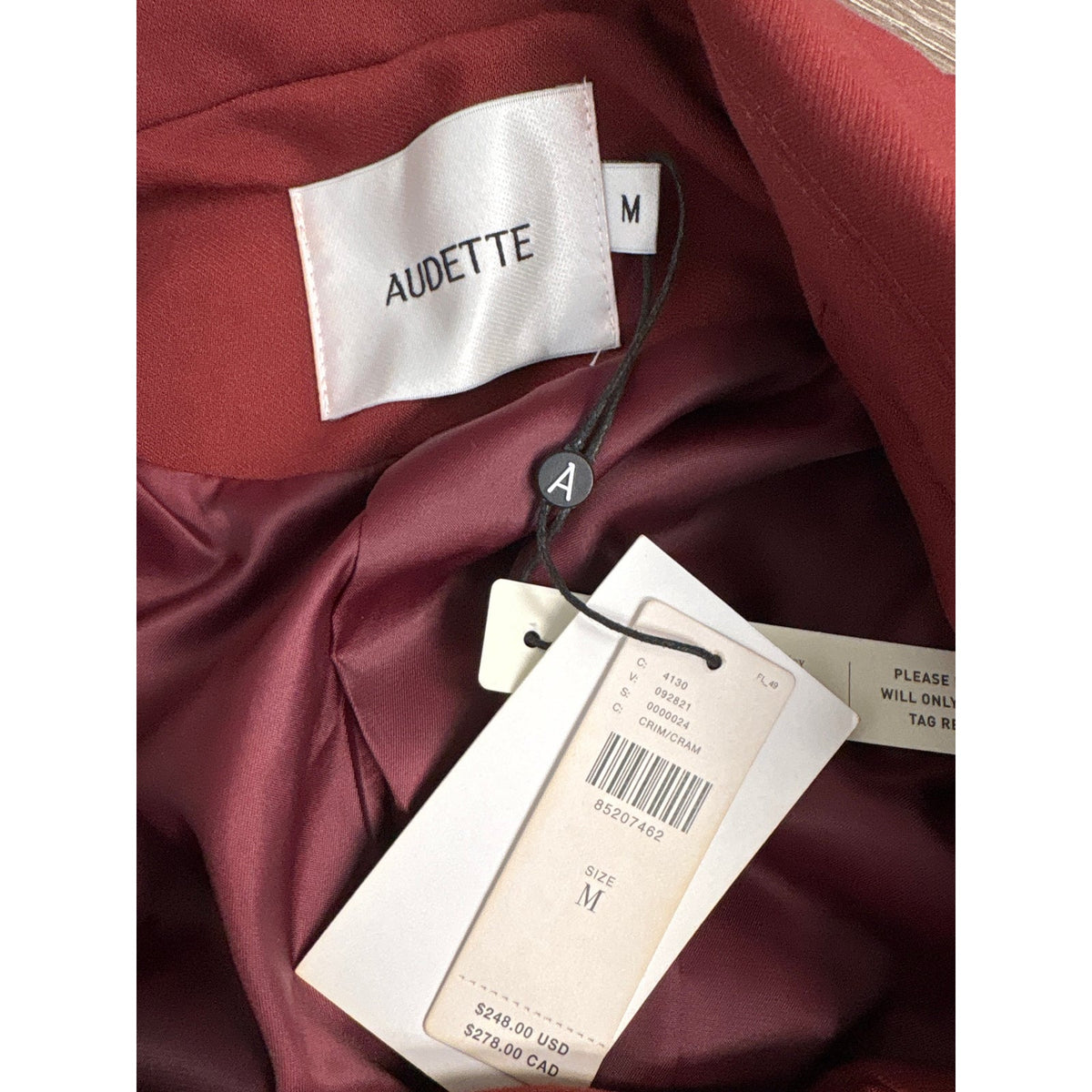 NWT Audette Maroon Long Sleeve One Piece Skirt Set Sz M