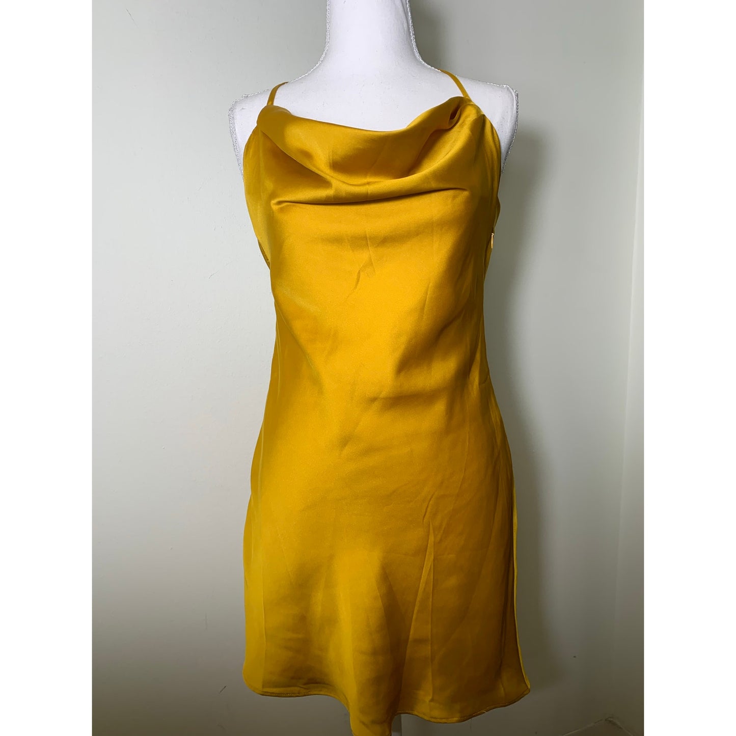 NWT Lovers + Friends Mustard Spaghetti Strap Cocktail Dress S