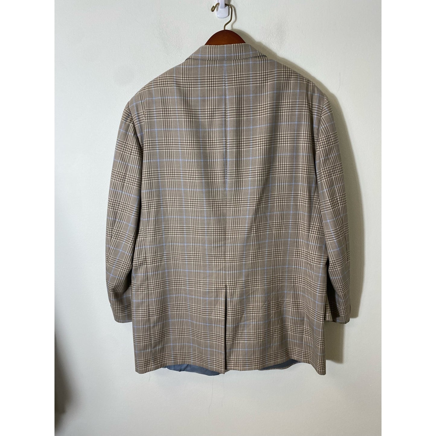 Men's Harrison Limited Clothiers Collection Tan Plaid Wool Dress Jacket Sz 48 Long