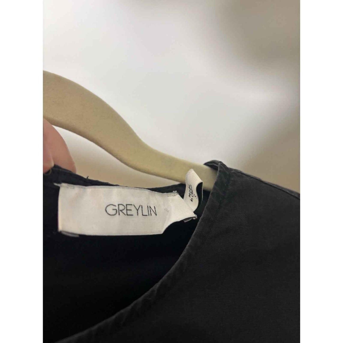 Greylin Black Cotton Puff Sleeve Maxi Dress Sz S