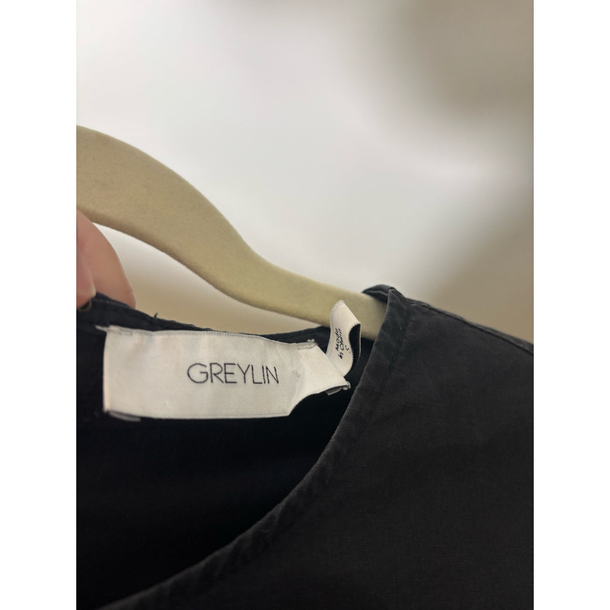 Greylin Black Cotton Puff Sleeve Maxi Dress Sz S