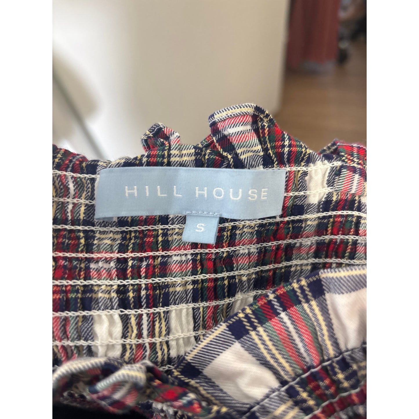 Hill House Red Plaid Flutter Sleeve Cotton Maxi Dress Sz S