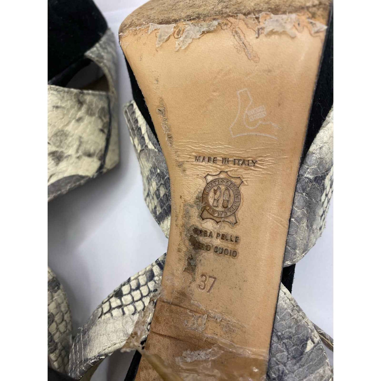 Moda Di Fausto Off White Black Platform Sandals Sz 6.5