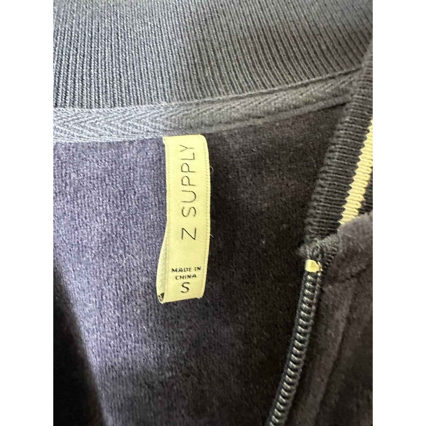Z Supply Dark Blue Velour Zip Front Jacket Sz S