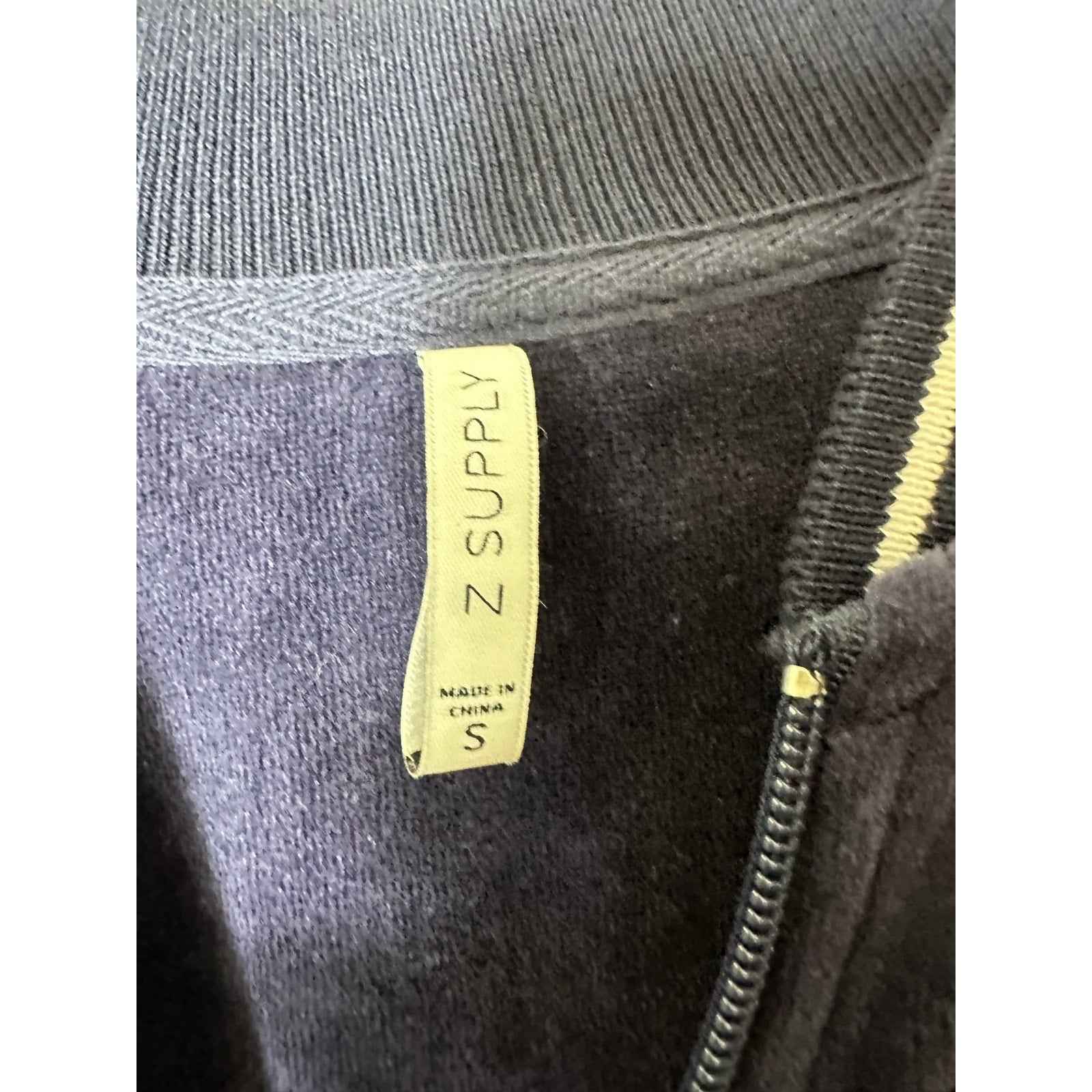 Z Supply Dark Blue Velour Zip Front Jacket Sz S