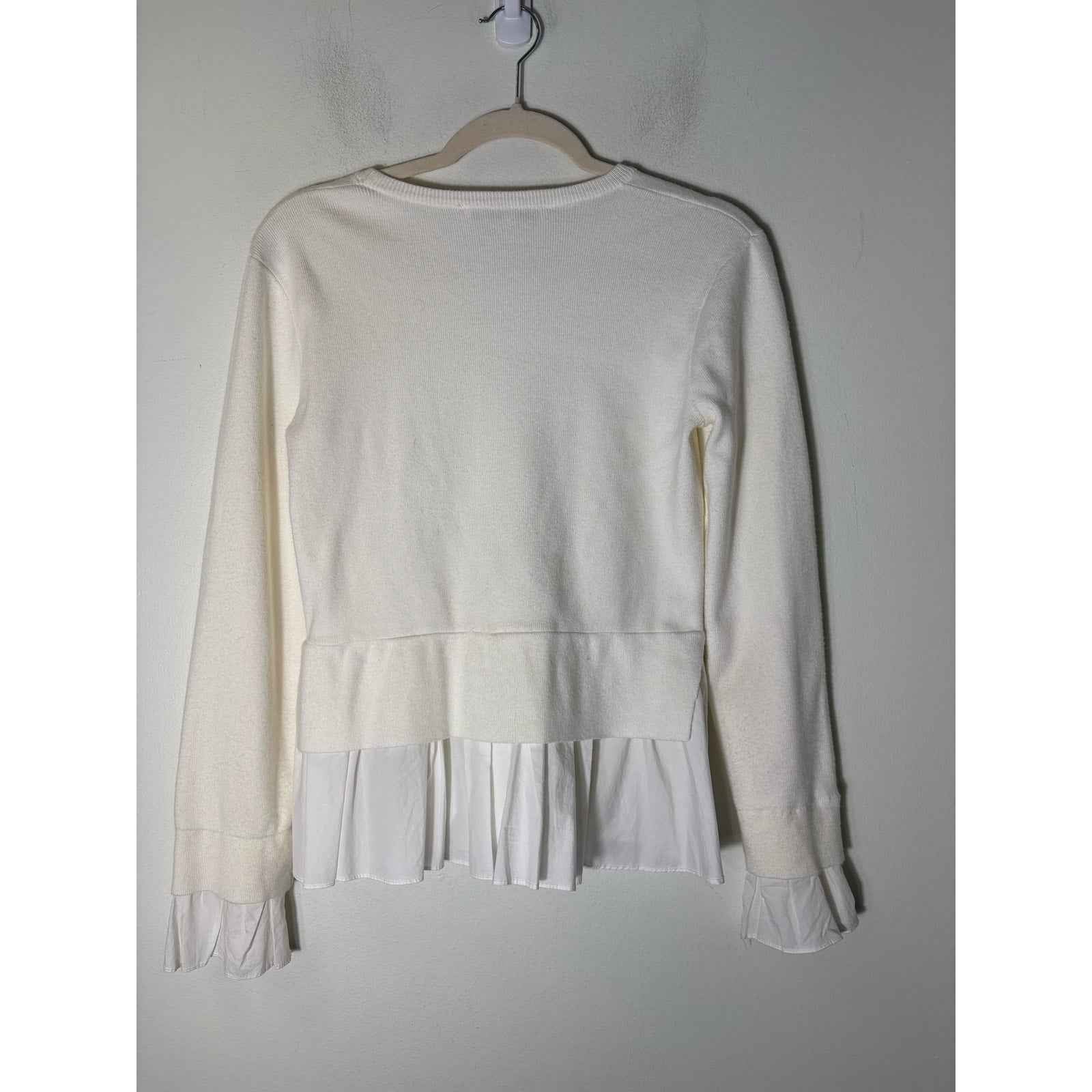 English Factory Off White Long Sleeve Layered Sweater Sz S